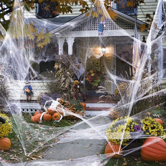 1000Sqft Halloween Fake Spider Webs Decorations Halloween Cobwebs Decorations Party Props for Indoor and Outdoor - 100Pcs Spiders Halloween Decorations